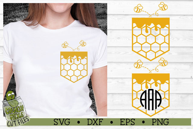 Pickle Pockets - Monogram Pocket Bees SVG Cut File SVG Crunchy Pickle 