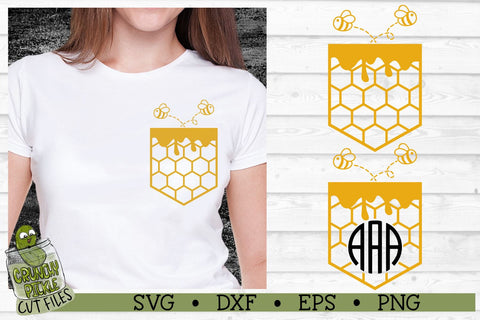 Pickle Pockets - Monogram Pocket Bees SVG Cut File SVG Crunchy Pickle 