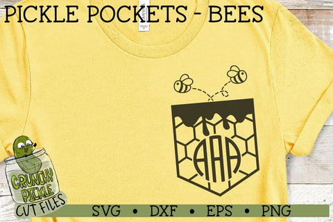 Pickle Pockets - Monogram Pocket Bees SVG Cut File SVG Crunchy Pickle 