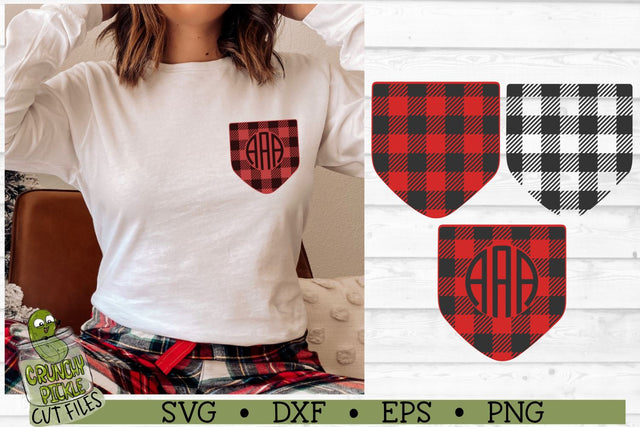 Pickle Pockets - Monogram Pocket Buffalo Plaid SVG File SVG Crunchy Pickle 