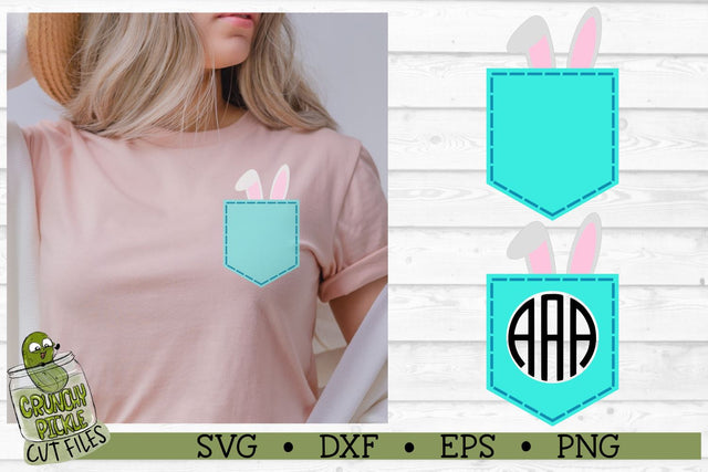 Pickle Pockets - Monogram Pocket Bunny Ears Easter SVG SVG Crunchy Pickle 