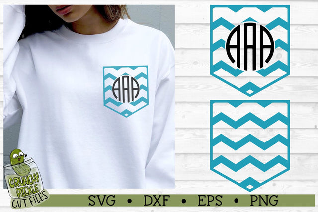 Pickle Pockets - Monogram Pocket Chevron 1 SVG Cut File SVG Crunchy Pickle 
