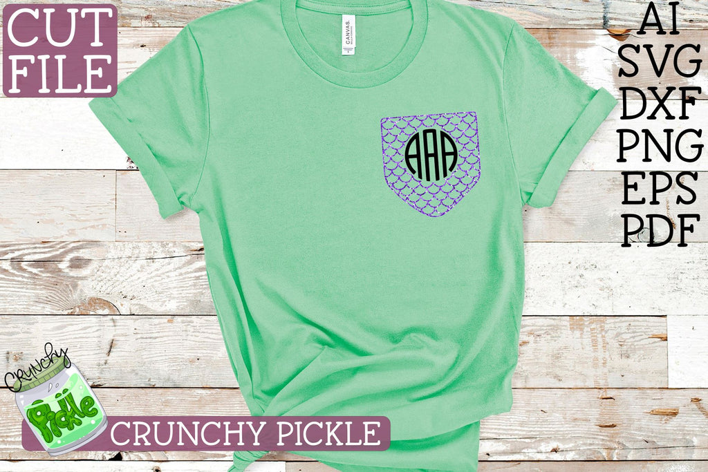 Pickle Pockets - Monogram Pocket Mermaid Scales SVG File - So Fontsy