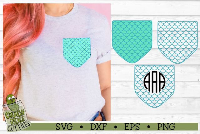 Pickle Pockets - Monogram Pocket Mermaid Scales SVG File SVG Crunchy Pickle 