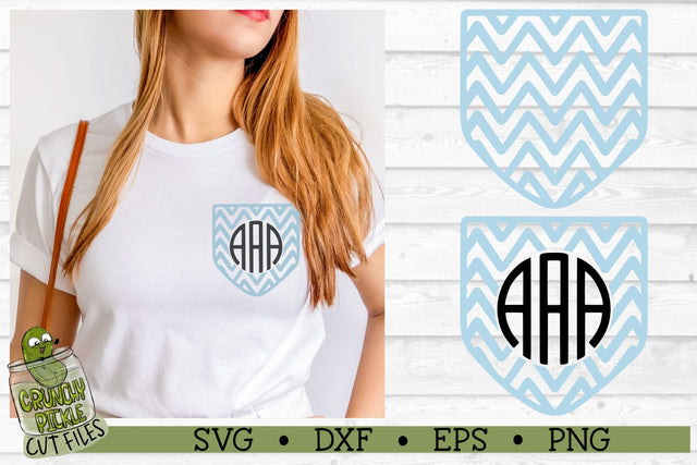 Pickle Pockets - Monogram Shirt Pocket Chevron 2 SVG Cut File SVG Crunchy Pickle 