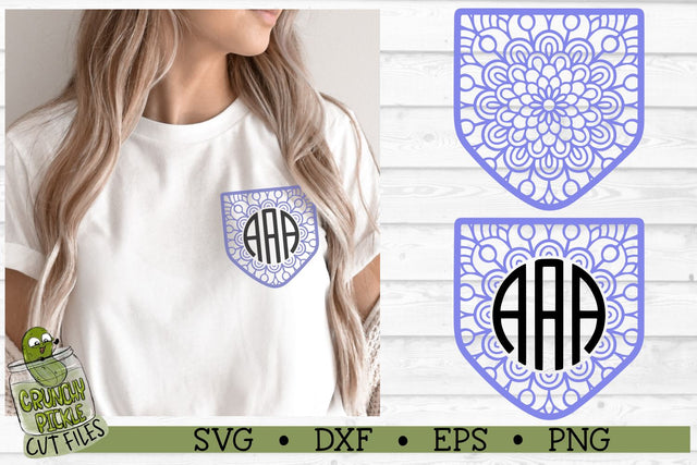 Pickle Pockets - Monogram Shirt Pocket Mandala 1 SVG File SVG Crunchy Pickle 