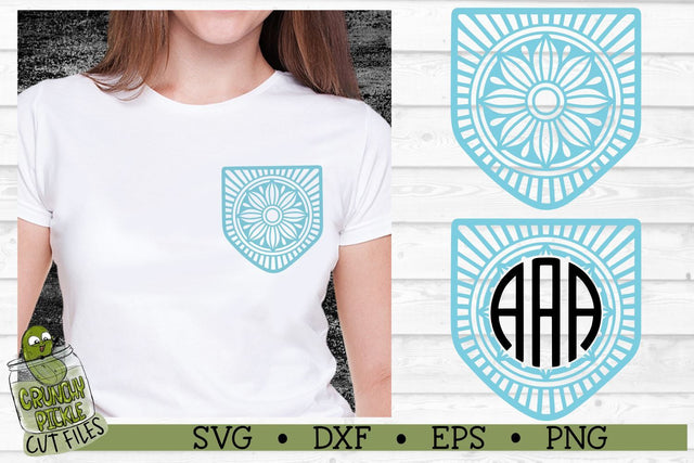 Pickle Pockets - Monogram Shirt Pocket Mandala 3 SVG File SVG Crunchy Pickle 