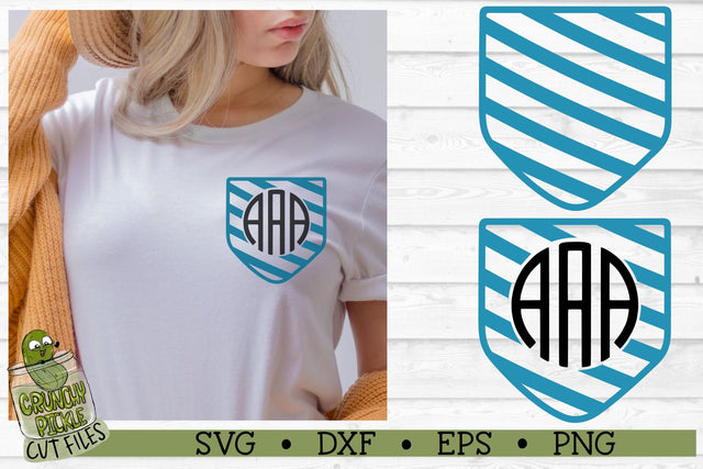 Pickle Pockets - Monogram Shirt Pocket Stripes SVG File SVG Crunchy Pickle 