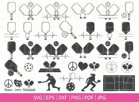 Pickleball paddles Svg, Pickleball svg Bundle, Pickleball Monogram, Peace Love Pickleball Svg, Heartbeat Pickleball sbg, Pickleball Cricut Files SVG Dinvect 