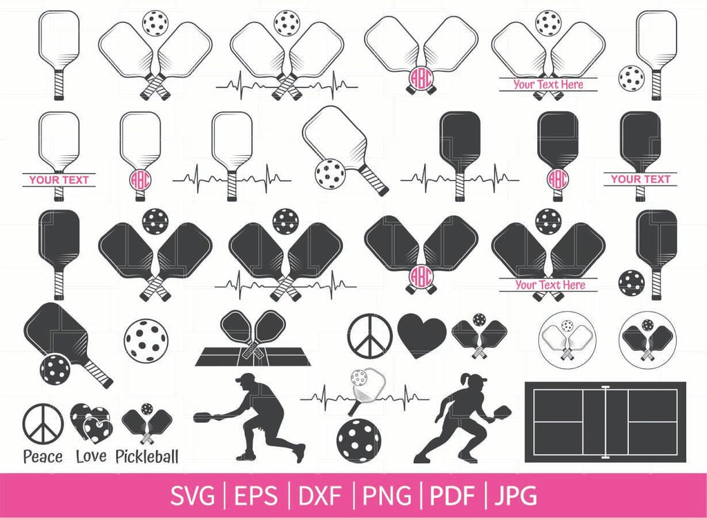 Pickleball paddles Svg, Pickleball svg Bundle, Pickleball Monogram ...