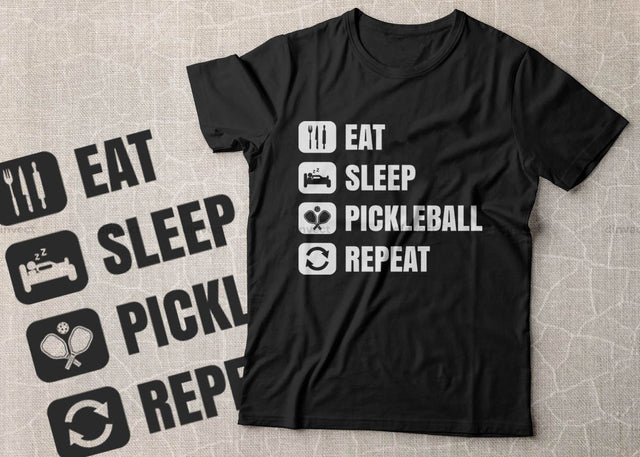 Pickleball SVG, Eat Sleep Pickleball Repeat SVG, Pickleball Cricut Files, Pickleball Typography Design, Pickleball T-Shirt design, Svg, Eps SVG Dinvect 