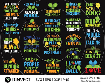 Pickleball SVG, Pickleball Bundle SVG, Pickleball t-shirt design, Pickleball Cricut files, pickleball t-shirt design, Pickleball Cricut Files, SVG, Eps, Dxf, png SVG Dinvect 