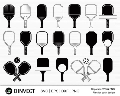 Pickleball SVG, Pickleball Clipart, Pickleball Silhouette, Pickleball Vector, Cricut Cut File Vector Commercial Use Cameo, Vinyl Designs, Iron On Decals, Cricut cut files, svg, eps, dxf, png SVG Dinvect 