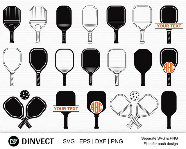 Pickleball SVG, Pickleball Clipart, Pickleball Silhouette, Pickleball Vector, Cricut Cut File Vector Commercial Use Cameo, Vinyl Designs, Iron On Decals, Cricut cut files, svg, eps, dxf, png SVG Dinvect 