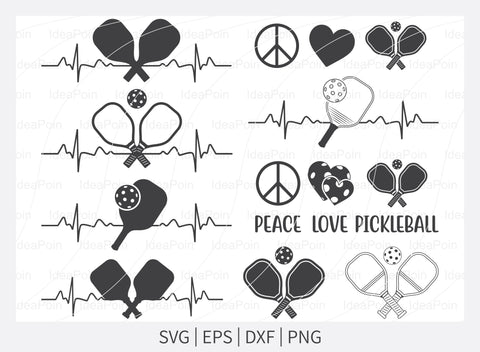 Pickleball Svg, Pickleball heartbeat svg, Peace Love Pickleball SVG, Pickleball Gift, Heartbeat Pickleball SVG, Pickleball Silhouette, Png SVG Dinvect 