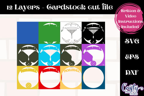 Pickleball Svg Shadow Box, 3D Layered Sports Pickleball File SVG Crafty Mama Studios 