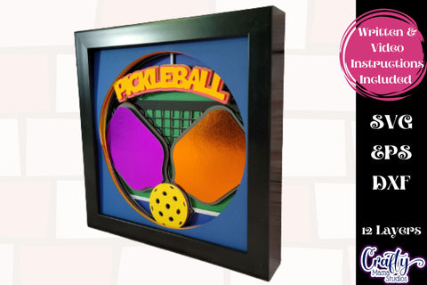 Pickleball Svg Shadow Box, 3D Layered Sports Pickleball File SVG Crafty Mama Studios 