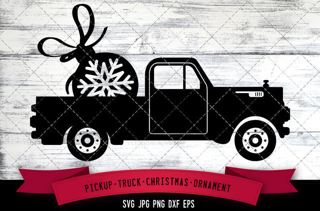 Pickup truck svg, Christmas ornament svg, winter svg, December svg, vintage truck, cut files for Cricut, Silhouette Design, Svg, PNG, Dxf SVG Loveleen Kaur 