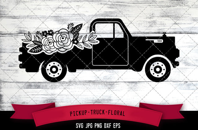 Pickup truck svg, floral svg, decoration svg, flower arrangement svg, transportation, cut files for Cricut, Silhouette Design, Svg, PNG, Dxf SVG Loveleen Kaur 