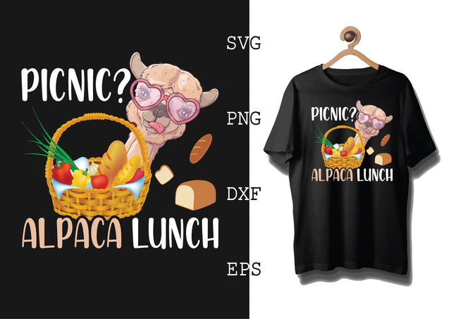 Picnic Alpaca Lunch 2 Svg, Alpaca Svg, Cute Llama Svg, Girl Llama, Svg SVG DesignTShirt 