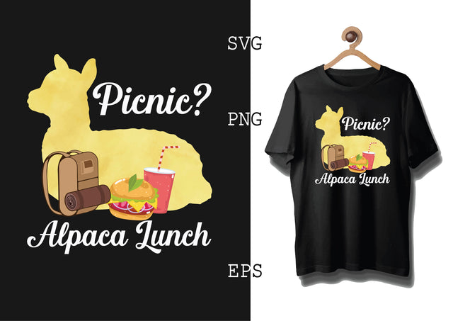 Picnic Alpaca Lunch Svg, Alpaca Svg, Cute Llama Svg, Girl Llama, Svg SVG DesignTShirt 