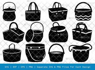 Picnic Basket SVG, Basket Silhouette, Straw Basket Svg, Picnic Box Svg, Wicker Basket Svg, Wooden Basket Svg, Basket Shapes Svg, Picnic Basket Bundle SVG ETC Craft 