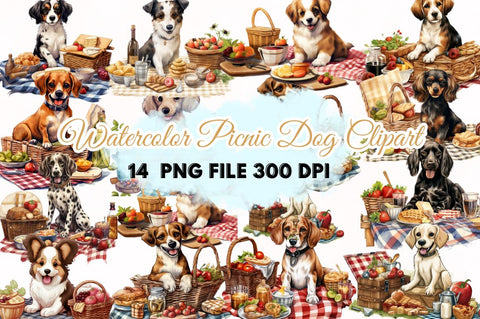 Picnic Dog Clipart bundle Sublimation Regulrcrative 