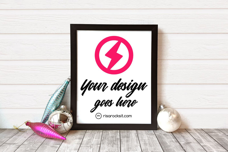 Picture Frame with Christmas Ornaments Craft PNG Mockup Mock Up Photo Risa Rocks It 