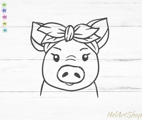 Pig Bandana Svg, Pig face Svg, Farm Animal Svg SVG _HelArtShop_ 