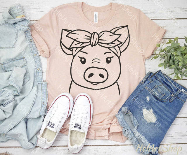 Pig Bandana Svg, Pig face Svg, Farm Animal Svg SVG _HelArtShop_ 