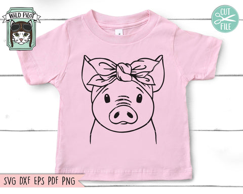 Pig Bandana SVG, Pig SVG File, Pig Cut File, Pig With Bandana SVG, Bandana Pig SVG, Animal Face SVG, Pig With Scarf SVG, Pig Head Scarf SVG, Animal Bandana SVG SVG Wild Pilot 