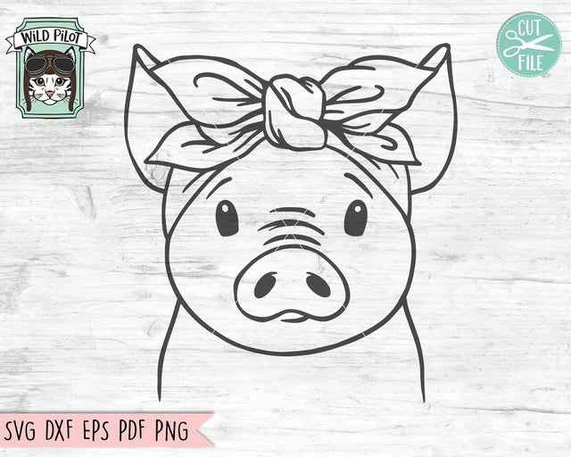Pig Bandana SVG, Pig SVG File, Pig Cut File, Pig With Bandana SVG, Bandana Pig SVG, Animal Face SVG, Pig With Scarf SVG, Pig Head Scarf SVG, Animal Bandana SVG SVG Wild Pilot 