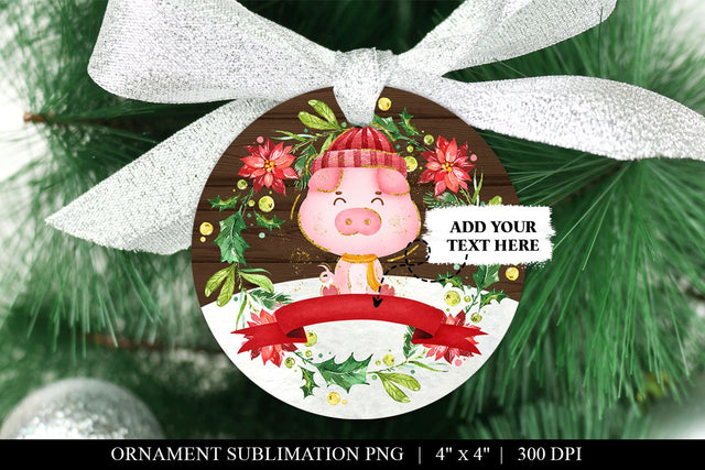Pig Christmas Ornament PNG - Blank for Customization Sublimation BijouBay 