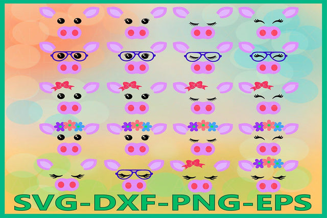 Pig face Svg, Pig in Sunglasses SVG AlexSVGStudio 