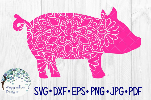 Pig Floral Mandala SVG Wispy Willow Designs 