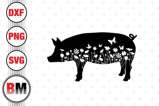 Pig Floral SVG, PNG, DXF Files SVG BMDesign 