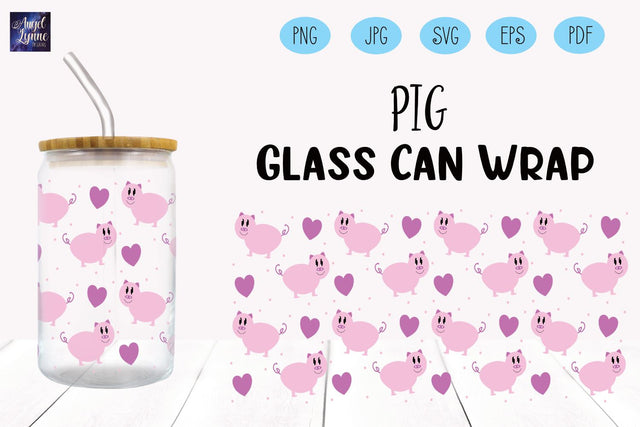 Pig Glass Wrap | Pig Libbey Glass Wrap | Pink Pig Glass Wrap SVG Angel Lynne Designs 