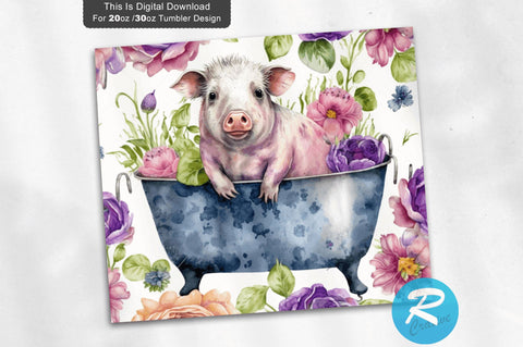 Pig in the Tub Floral 20 oz / 30 oz Tumbler PNG Sublimation Regulrcrative 