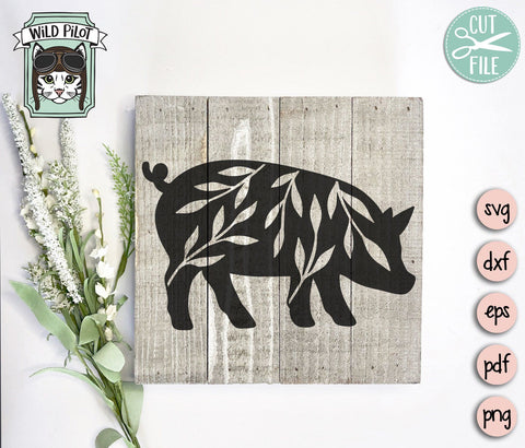 Pig Leaves Silhouette SVG Cut File SVG Wild Pilot 