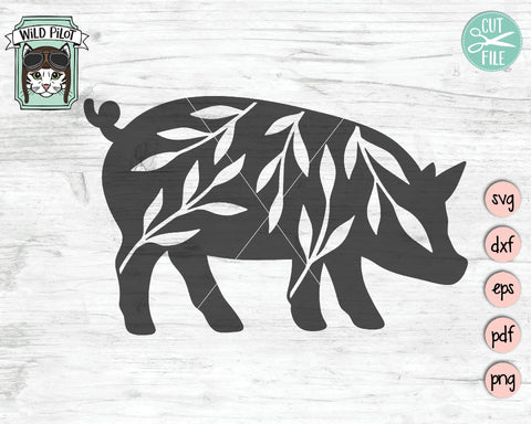 Pig Leaves Silhouette SVG Cut File SVG Wild Pilot 
