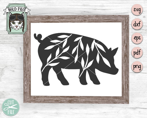 Pig Leaves Silhouette SVG Cut File SVG Wild Pilot 