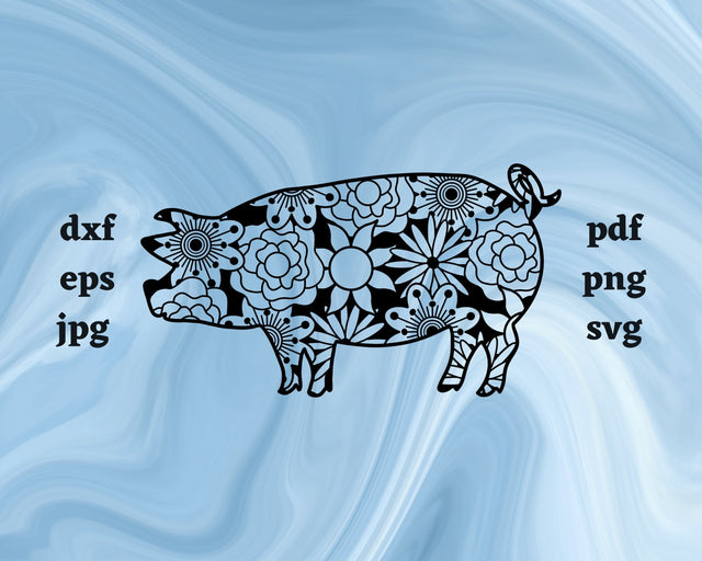 Pig Mandala SVG Cut File SVG Northern Light SVG 