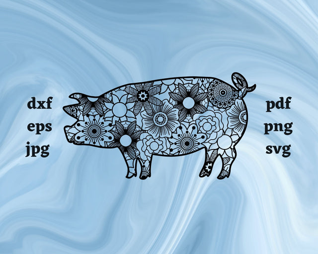 Pig Mandala SVG Cut File SVG Northern Light SVG 