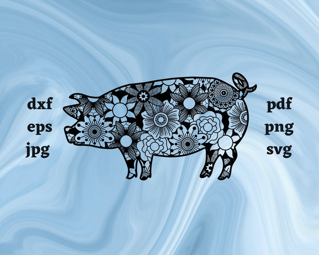 Pig Mandala SVG Cut File SVG Northern Light SVG 