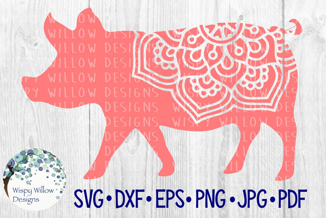 Pig Mandala SVG Wispy Willow Designs 