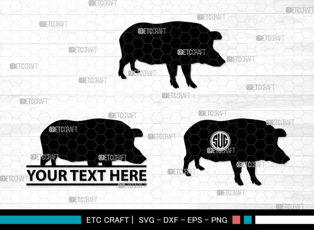 Pig Monogram, Pig Silhouette, Pig SVG, Hog Svg, Pig Head Svg, Sow Svg, Swine Svg, SB00303 SVG ETC Craft 