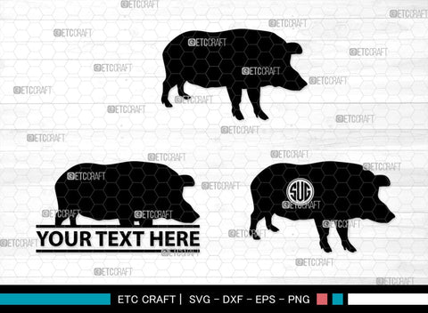 Pig Monogram, Pig Silhouette, Pig SVG, Hog Svg, Pig Head Svg, Sow Svg, Swine Svg, SB00303 SVG ETC Craft 
