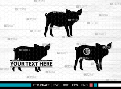 Pig Monogram, Pig Silhouette, Pig SVG, Hog Svg, Pig Head Svg, Sow Svg, Swine Svg, SB00303 SVG ETC Craft 