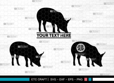 Pig Monogram, Pig Silhouette, Pig SVG, Hog Svg, Pig Head Svg, Sow Svg, Swine Svg, SB00303 SVG ETC Craft 