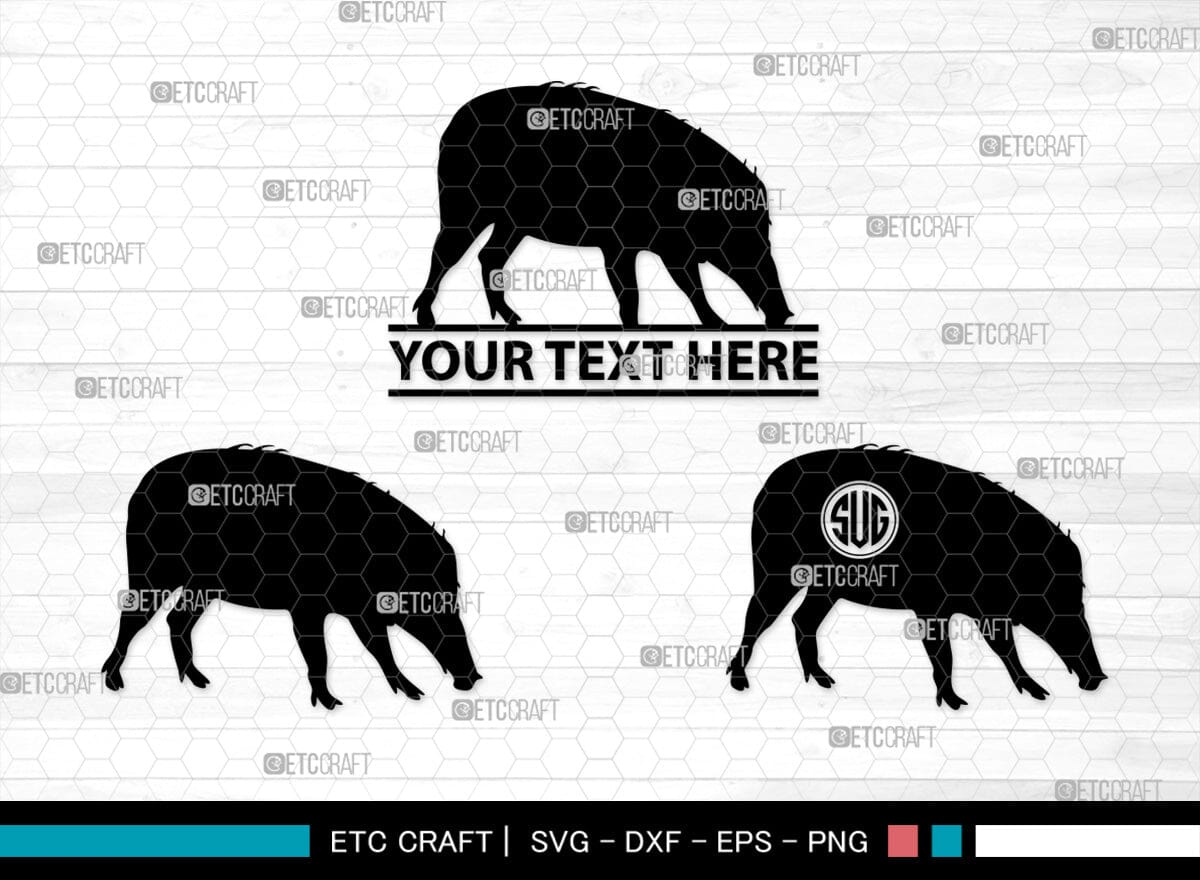 Pig Monogram, Pig Silhouette, Pig SVG, Hog Svg, Pig Head Svg, Sow Svg ...